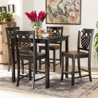 Baxton Studio RH339P-Dark Brown/Walnut-5PC Pub Set Gervais Modern and Contemporary Transitional Two-Tone Dark Brown and Walnut Brown Finished Wood 5-Piece Pub Set